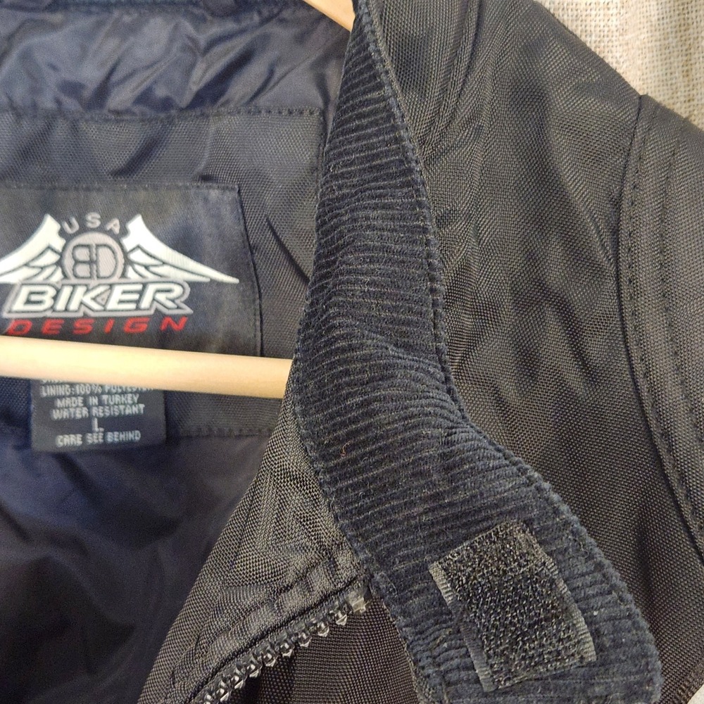 Biker Design Water Resistant Motorcycle Jacket Men's L Black Orange‎ Reflective - Picture 7 of 9
